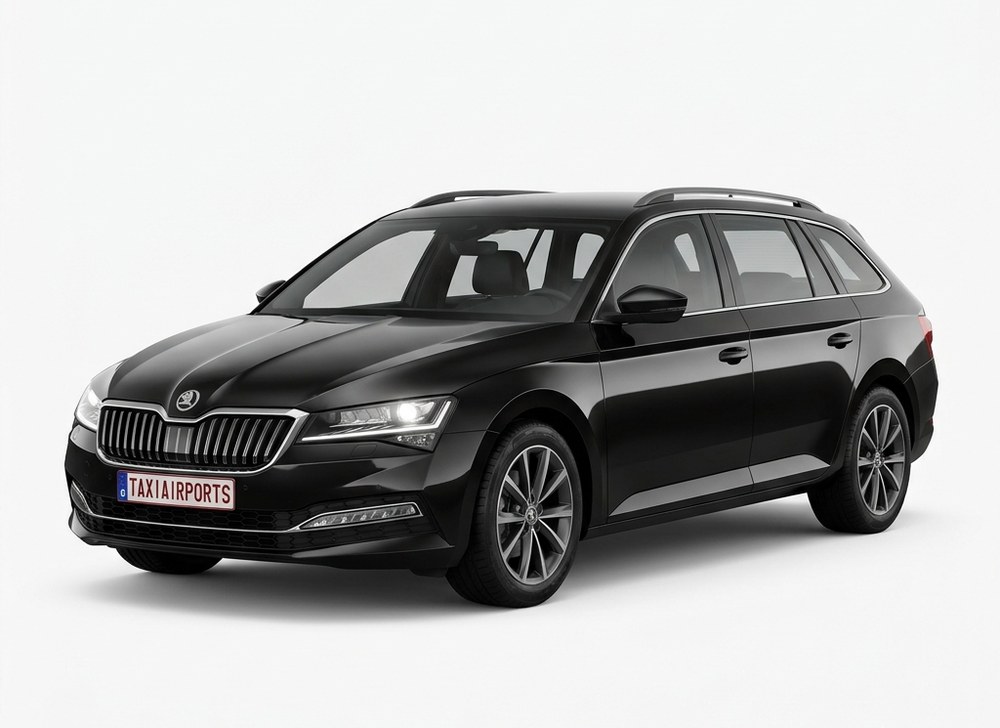 Škoda Superb Combi noire — break spacieux Taxi Aéroports