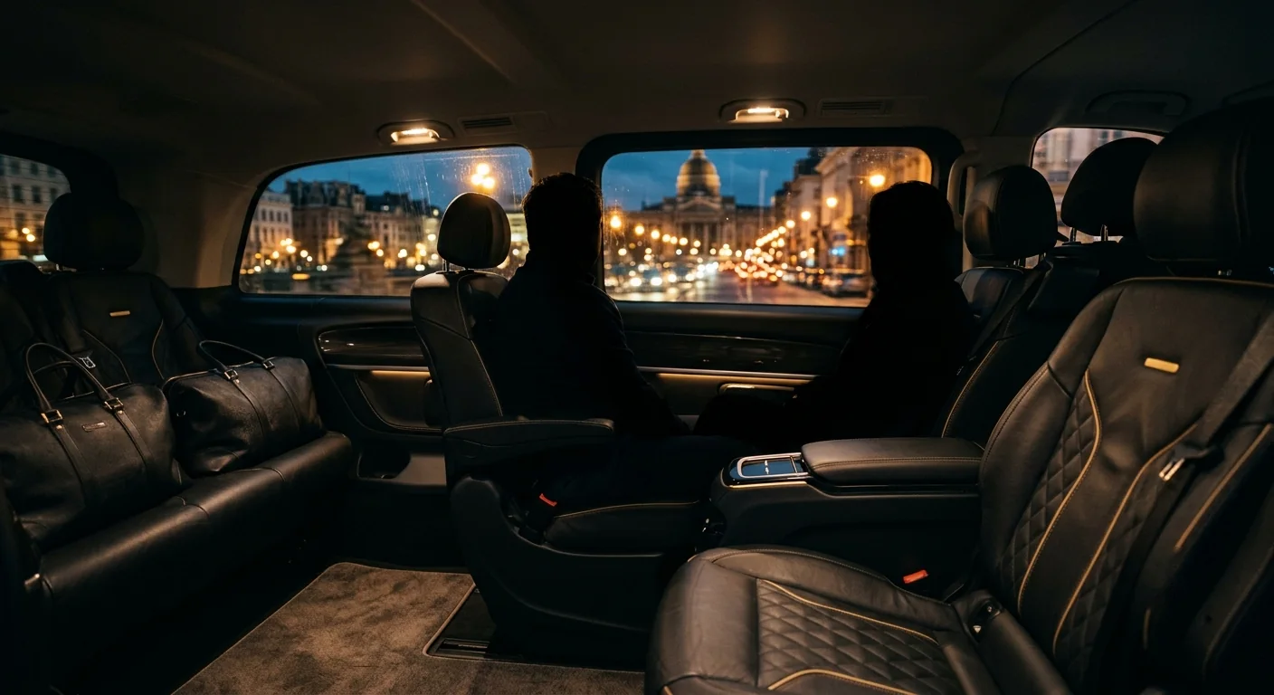 Passagère dans une berline avec chauffeur Taxi Aéroports