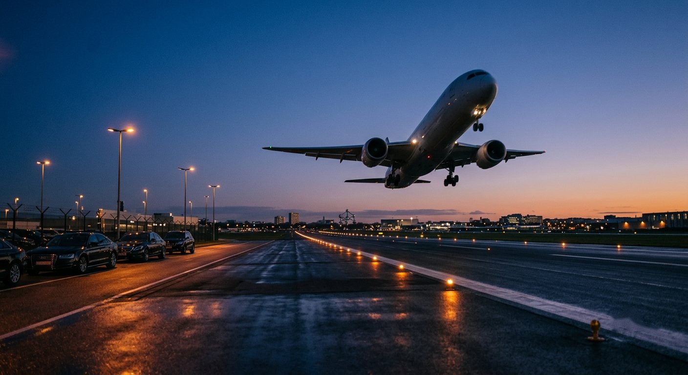 Avion au décollage — transfert vers l'aéroport